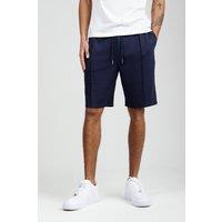 Nines Men's Soft Jersey Shorts with Middle Seam & Drawstring Waist in Navy | Size: Large