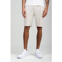Nines Men's Soft Jersey Shorts with Middle Seam & Drawstring Waist in Stone | Size: Medium
