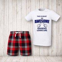 60 SECOND MAKEOVER Men's This Is What An Awesome Grandad Looks Like Pyjamas in Red | Size: Small