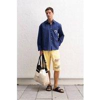 Giesto Men's Destroyed Denim Shorts in Amber | Size: Medium