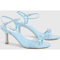 Oasis Women's Scarlett Faux Leather 2 Part Bow Trim Medium Heeled Sandals in Blue | Size: 6