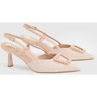 Oasis Women's Amanda Faux Suede Point Embellished Trim Slingback Kitten Heel Court Shoes in Pink | Size: 6