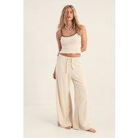 NastyGal Women's Towelling Contrast Binding Cami & Trousers Set in Stone | Size: 10