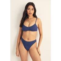 NastyGal Women's Denim Look Crop High Leg Bikini Set in Denim-Blue | Size: 8