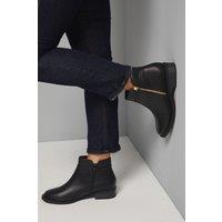Good For the Sole Women's : Wide Fit Mira Material Mix Zip Low Heel Ankle Boots in Black | Size: 5