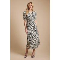Dorothy Perkins Women's Neutral Short Sleeve Keyhole Jersey Midi Dress | Size: 14
