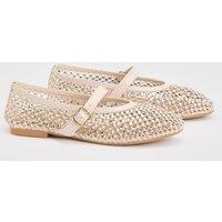 Faith Women's : Maddie Jelly Diamante Mary Jane Ballerinas in Natural | Size: 4