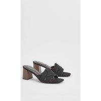 Wallis Women's Brooklyn Faux Suede Block Heel Mules in Natural Black | Size: 5