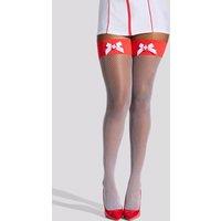 Ann Summers Women's Bridal Nurse Bow Hold Ups in White | Size: Medium