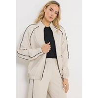 Long Tall Sally Women's Tall Piped Zip Through Jacket in Ivory | Size: 10