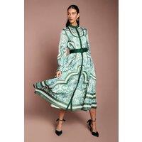 Coast Women's Lisa Tan Organza Belted Shirt Dress in Green | Size: 10