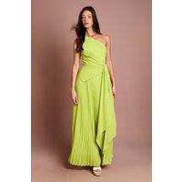 Coast Women's One Shoulder Drape Detail Wide Leg Jumpsuit in Lime | Size: 12