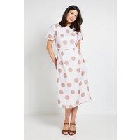 Wallis Women's Summer Polka Dot Tea Dress in Ivory | Size: 18