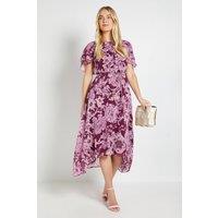 Wallis Women's Petite Floral Burn Out Cape Midi Dress in Pink | Size: 12