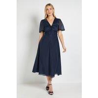 Wallis Women's Petite Tencel Twist Midi Dress in Navy | Size: 10