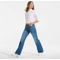 Lands' End Women's Petite Soft Denim Classic Flared Jeans in Mid Blue | Size: 8