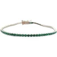 Harfi Women's Emerald Gemstone Sterling Silver Tennis Bracelet in Green | Size: 18 cm