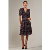 Jolie Moi Women's Mesh Half Sleeve Midaxi Dress in Dark Brown | Size: 14