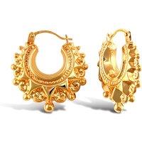 Jewelco London Women's 9ct Gold Victorian Spike Hoop Creole Earrings 15mm