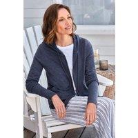 WoolOvers Women's Cashmere & Merino Luxe Lounge Hoodie in Mid Blue | Size: 2XL