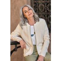 WoolOvers Women's Zip Through Pocket Cardigan in Cream | Size: Large