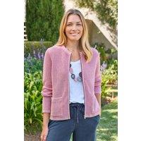 WoolOvers Women's Zip Through Pocket Cardigan in Light Pink | Size: Small