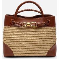 Where's That From Women's 'Luna' Woven Leather Tote Bag With Gold Detail in Light Tan