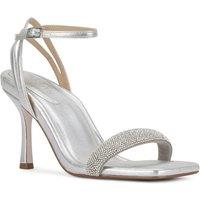 MALOW LONDON Women's Taylor Heel Sandals Buckle Polyurethane Open Toe Stiletto Shoes in Silver | Size: 5