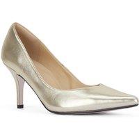 MALOW LONDON Women's Olivia Court Shoes PU/Patent Pointed Toe Stiletto Slip On Heels in Gold | Size: 6