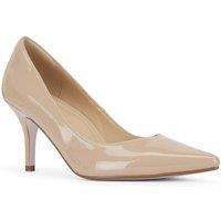 MALOW LONDON Women's Olivia Court Shoes PU/Patent Pointed Toe Stiletto Slip On Heels in Beige | Size: 5