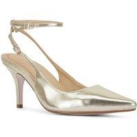 MALOW LONDON Women's Camila Slingback Heels Buckle PU/Patent Pointed Toe Stiletto Shoes in Gold | Size: 5