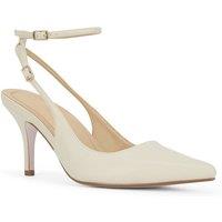 MALOW LONDON Women's Camila Slingback Heels Buckle PU/Patent Pointed Toe Stiletto Shoes in Beige | Size: 6