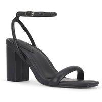 MALOW LONDON Women's Sabrina Block Heel Sandals Buckle Polyurethane Open Toe Block Shoes in Black | Size: 6
