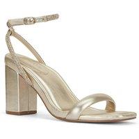 MALOW LONDON Women's Sabrina Block Heel Sandals Buckle Polyurethane Open Toe Block Shoes in Gold | Size: 6