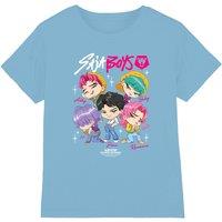 Netflix Kpop Demon Hunters Saja Boys Chibi Poster Kids T-Shirt, Light Blue | Size: 5-6 Years
