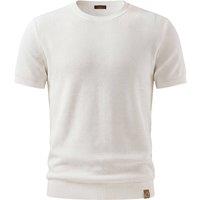 MODISHION Men's Textured Knit T-Shirt with Crew Neck in White | Size: Small