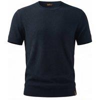 MODISHION Men's Textured Knit T-Shirt with Crew Neck in Dark Navy | Size: 2XL