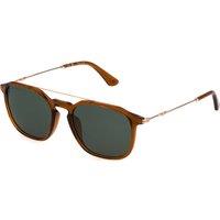 Police Men's SPLL76-53D67P Square/Rectangle Sunglasses in Brown
