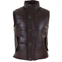 TruClothing Men's Leather Waistcoat Gilet Puffer Warm Casual in Brown | Size: Small