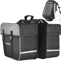 tectake Bike Bag Georg & Bicycle Frame Bag - Black/Red