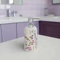 Showerdrape Meadow Wild Flowers Floral Liquid Soap Dispenser in White