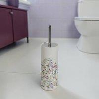 Showerdrape Meadow Wild Flowers Floral Toilet Brush in White