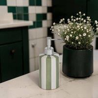 Showerdrape Pier Green & White Striped Liquid Soap Dispenser