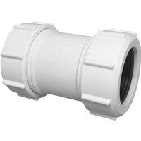 McAlpine 1.25" Universal Slip Through Straight Connector No Pipe Stop in White