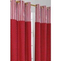 Homescapes Polka Dots Red Ready Made Eyelet Curtain Pair | Size: 117 cm width x 137 cm drop