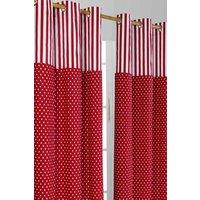 Homescapes Polka Dots Red Ready Made Eyelet Curtain Pair | Size: 140 cm width x 229 cm drop