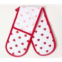 Homescapes Red Hearts Cotton Double Oven Glove