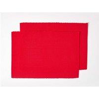 Homescapes Cotton Plain Pack of 2 Placemats in Red