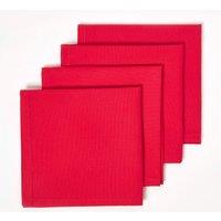Homescapes Christmas Cotton Fabric 4 Napkins Set in Red