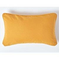 Homescapes Cotton Plain Cushion Cover in Mustard | Size: 30 cm x 50 cm